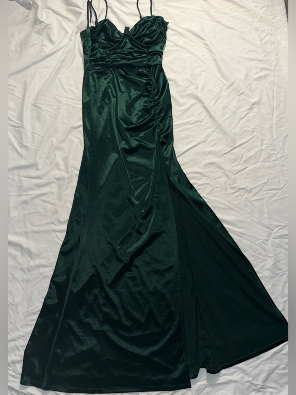 Windsor Deep Green Satin Slip with Adjustable Straps